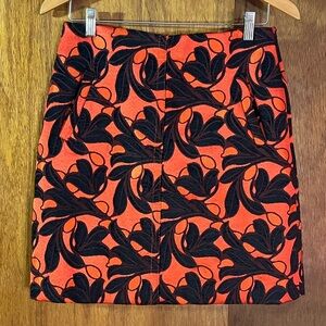 ANN TAYLOR Orange & Black Jacquard Skirt Sz 4